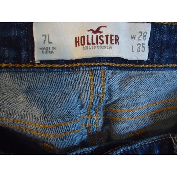Hollister Straight Leg Stretch Skinny Blue Jeans Juniors 7L 28X32.5 - Picture 3 of 9